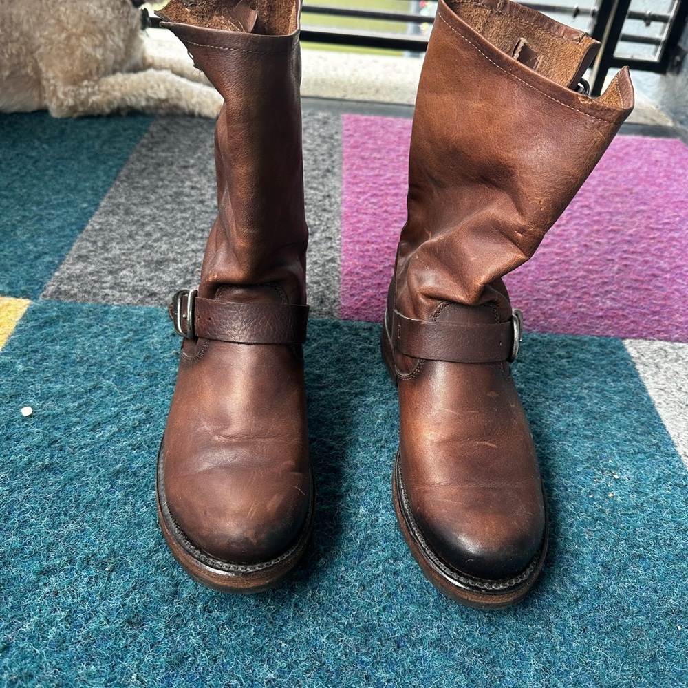 Veronica Frye Brown Leather Moto Boots - Picture 6 of 8
